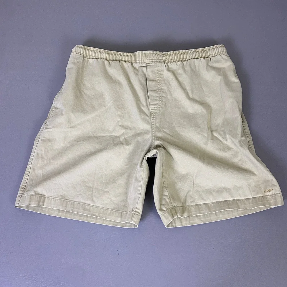 Ocean Pacific Shorts Men's Size‎ XL Khaki Tan Cotton Elastic Waist Relaxed Surf